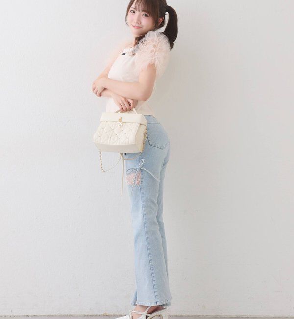  「【SMサイズ展開】レースビジューフレアーデニム」|その他|