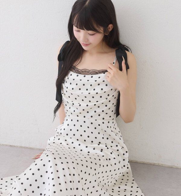  「【WEB限定】肩リボンドレープロングワンピース」|ワンピース|
