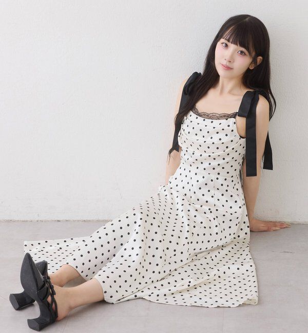  「【WEB限定】肩リボンドレープロングワンピース」|ワンピース|