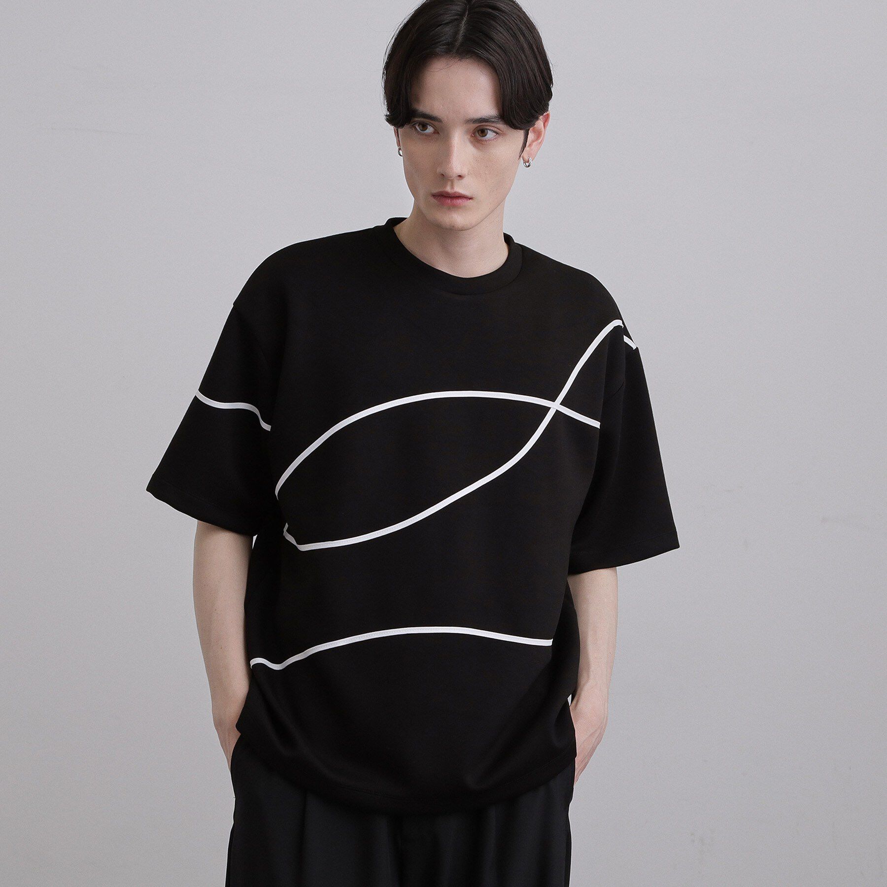 tk.TAKEO KIKUCHI「コードエンブロカットソー」|Tシャツ・カットソー|ブラック(019)