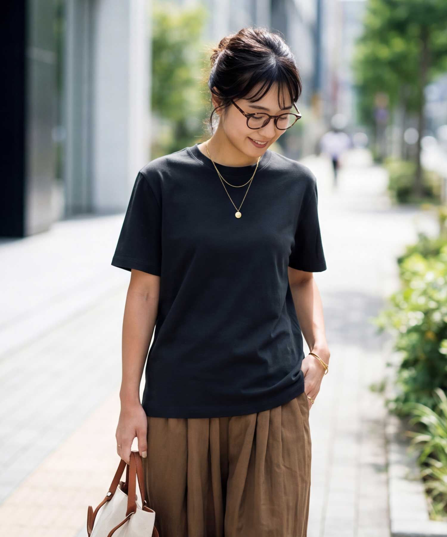 STYLE DELI「薄手スムースクルーネックTシャツ」|Tシャツ・カットソー|ブラック