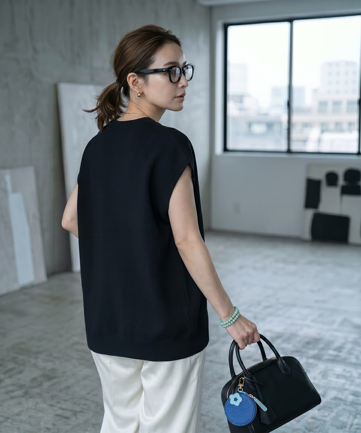 STYLE DELI「【BLK001】レーヨンポリＶネックオーバーサイズベスト」|ベスト・ジレ|