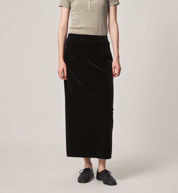 STEVEN ALAN「＜Steven Alan＞ベロア ストレート ロング スカート」|スカート|BLACK