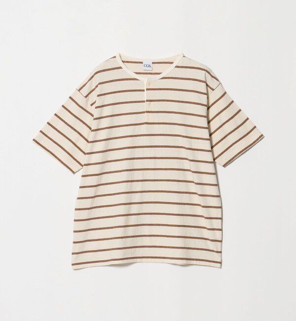 California General Store「＜CGS.＞マルチ ボーダー ヘンリーネック Tシャツ」|Tシャツ・カットソー|OFF WHITE