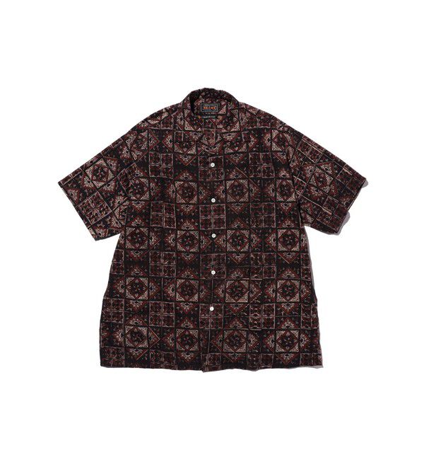 BEAMS PLUS「Open Collar Block Print ④」|シャツ・ブラウス|
