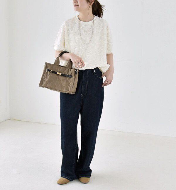 quaranciel「《予約》quaranciel:〈洗濯機可能〉カットジャカード ルーズ フレンチスリーブ プルオーバー」|Tシャツ・カットソー|