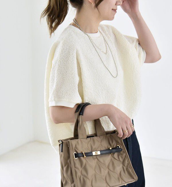 quaranciel「《予約》quaranciel:〈洗濯機可能〉カットジャカード ルーズ フレンチスリーブ プルオーバー」|Tシャツ・カットソー|
