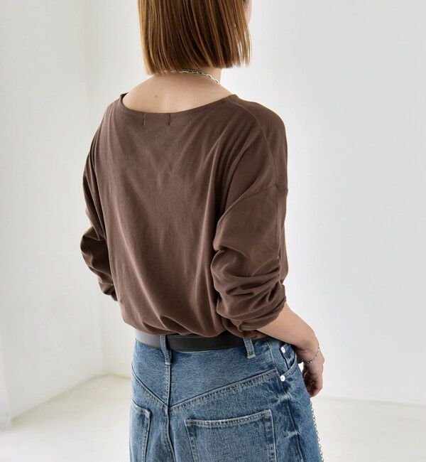 quaranciel「《予約》quaranciel:〈手洗い可能〉シアー コットン ボートネック ルーズ ロンTEE」|Tシャツ・カットソー|