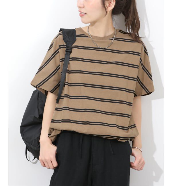 JOURNAL STANDARD relume「《追加3》フレンチスリーブボーダーTシャツ」|Tシャツ・カットソー|ベージュ B