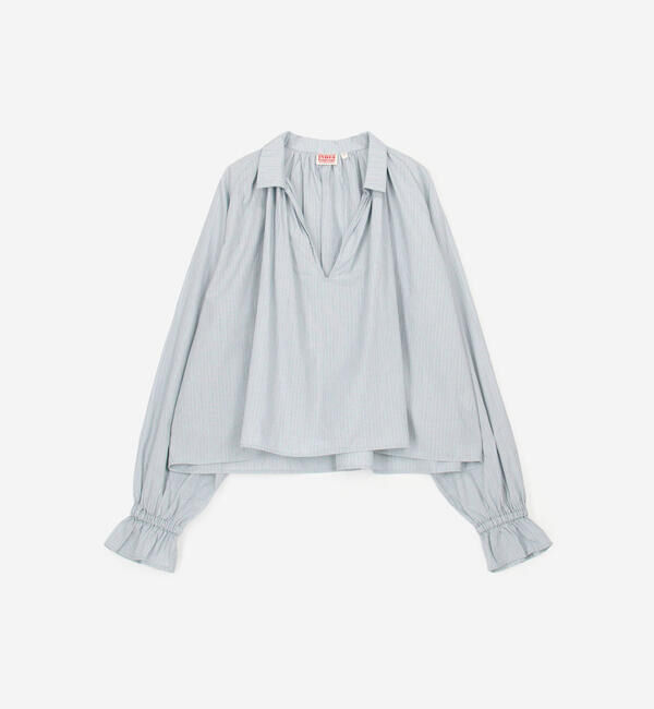  「INDIA INDUSTRY | コットン 長袖スキッパーシャツ STRIPE WOMEN」|シャツ・ブラウス|