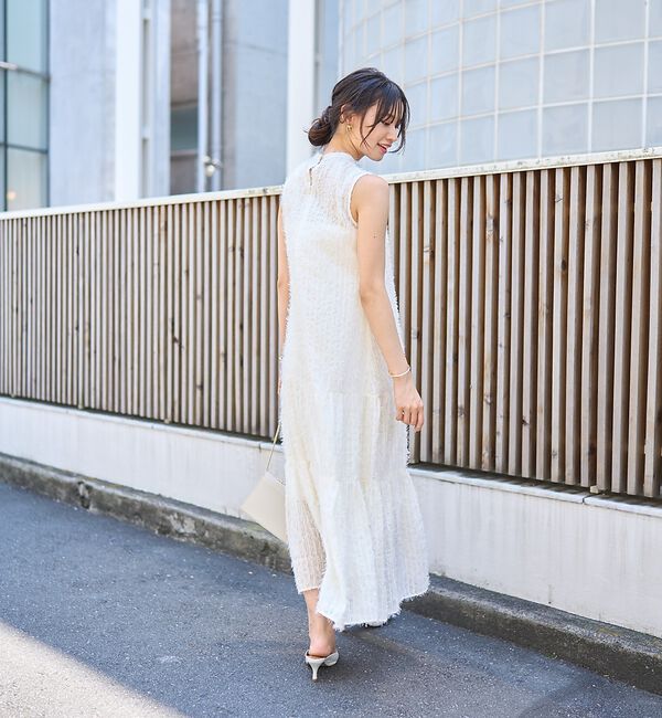Rouge vif「【人気追加】フェザーノースリーブワンピース【予約】」|ワンピース|