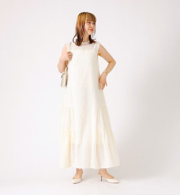 Rouge vif「【人気追加】フェザーノースリーブワンピース【予約】」|ワンピース|
