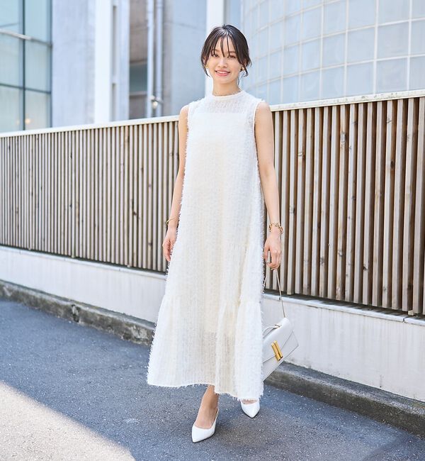 Rouge vif「【人気追加】フェザーノースリーブワンピース【予約】」|ワンピース|