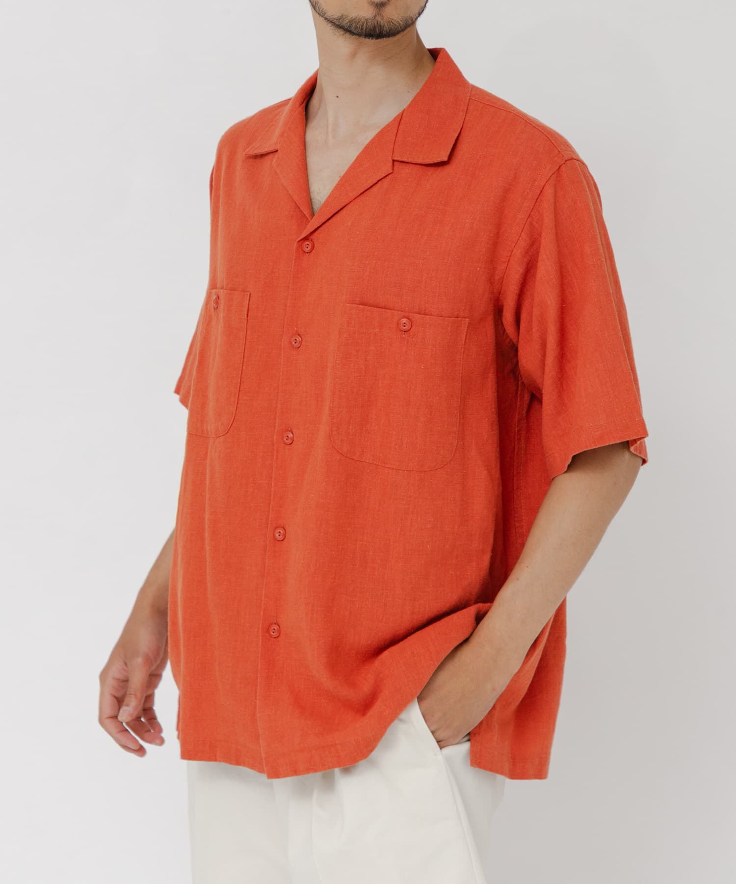 URBAN RESEARCH「SANDWASH LINEN OPEN SHIRTS」|シャツ・ブラウス|オレンジ