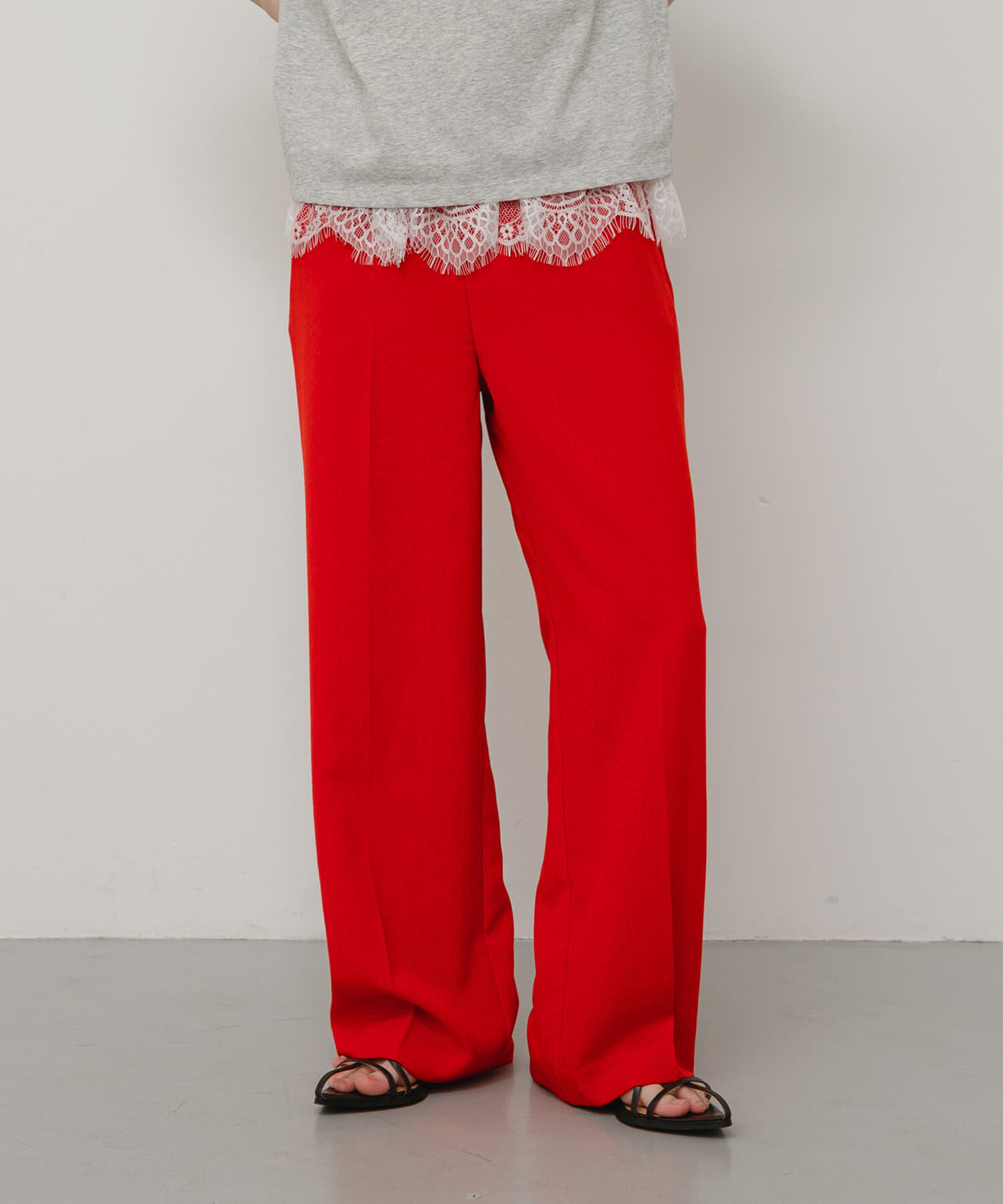 SENSE OF PLACE by URBAN RESEARCH「『一部WEB限定』『UR TECH DRYLUXE』リネンライクワイドパンツ」|その他|レッド