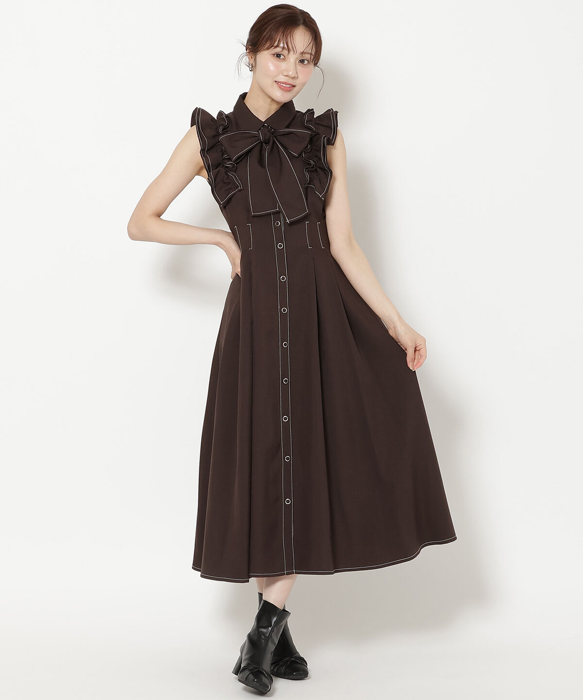 WILLSELECTION「フリルスリーブボウタイシャツワンピース」|ワンピース|