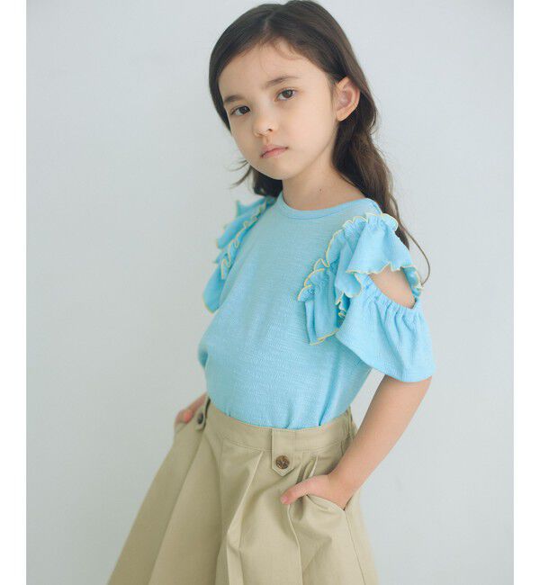 UNITED ARROWS green label relaxing「ショルダースリット フリルTシャツ / キッズ  100cm-130cm」|Tシャツ・カットソー|LT.BLUE