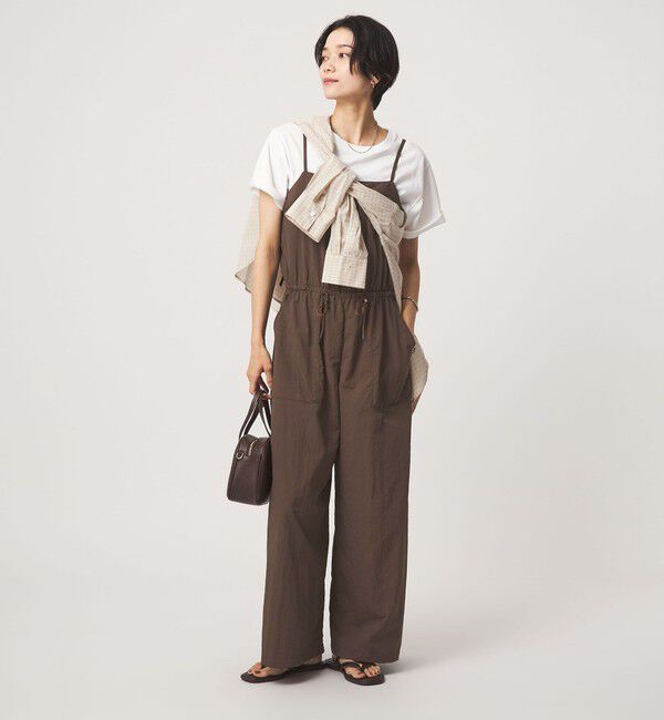 UNITED ARROWS green label relaxing「ウスカル キャミソール サロペット UVカット 撥水 接触冷感」|オールインワン|DK.BROWN