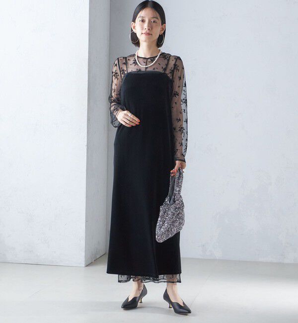 SHIPS for women「《追加予約》kaene:フロッキー レース ポリエステルベロア 2WAY ドレス（セレモニー対応可）」|ワンピース|