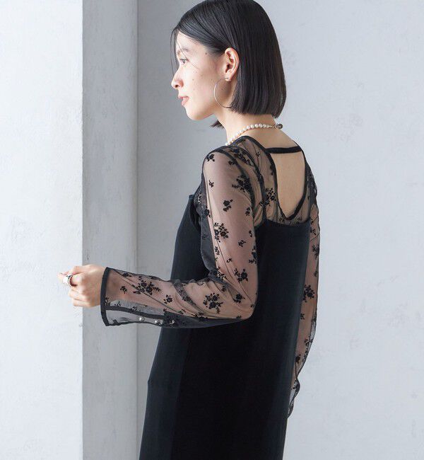 SHIPS for women「《追加予約》kaene:フロッキー レース ポリエステルベロア 2WAY ドレス（セレモニー対応可）」|ワンピース|