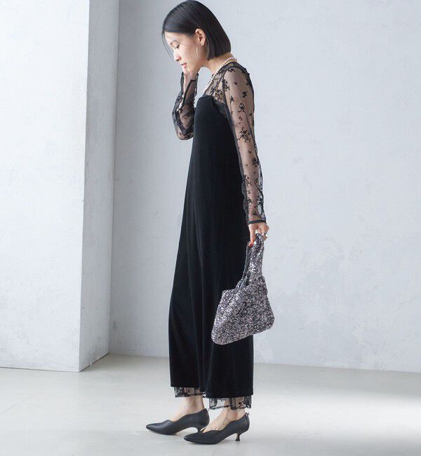 SHIPS for women「《追加予約》kaene:フロッキー レース ポリエステルベロア 2WAY ドレス（セレモニー対応可）」|ワンピース|