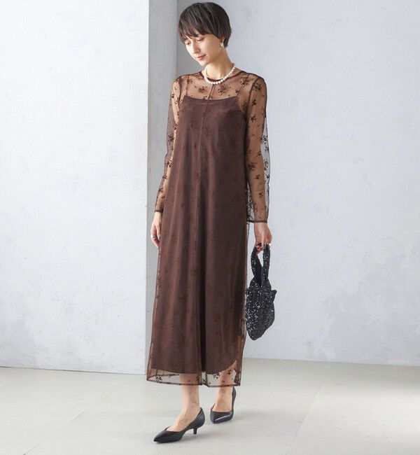 SHIPS for women「《追加予約》kaene:フロッキー レース ポリエステルベロア 2WAY ドレス（セレモニー対応可）」|ワンピース|
