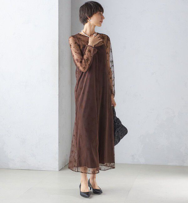 SHIPS for women「《追加予約》kaene:フロッキー レース ポリエステルベロア 2WAY ドレス（セレモニー対応可）」|ワンピース|