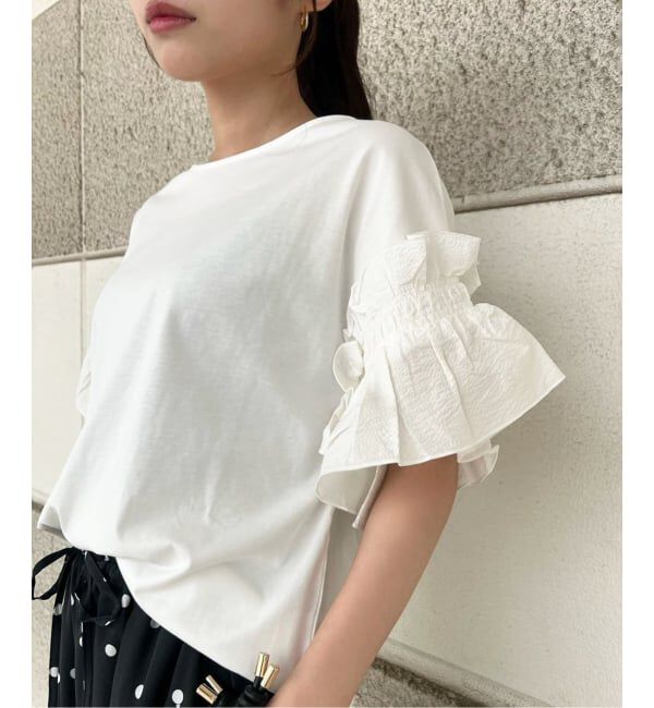 SLOBE IENA「《汗染み防止》フリルスリーブプルオーバー」|Tシャツ・カットソー|