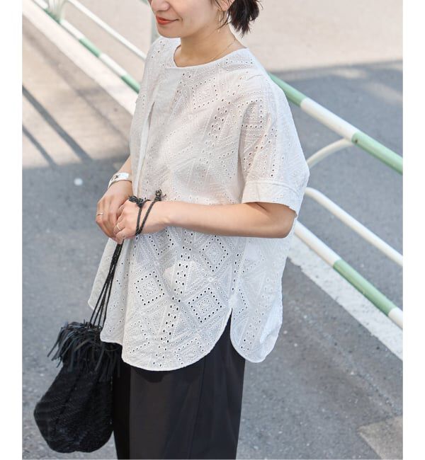 JOURNAL STANDARD「カットワークレースノーカラーブラウス」|シャツ・ブラウス|