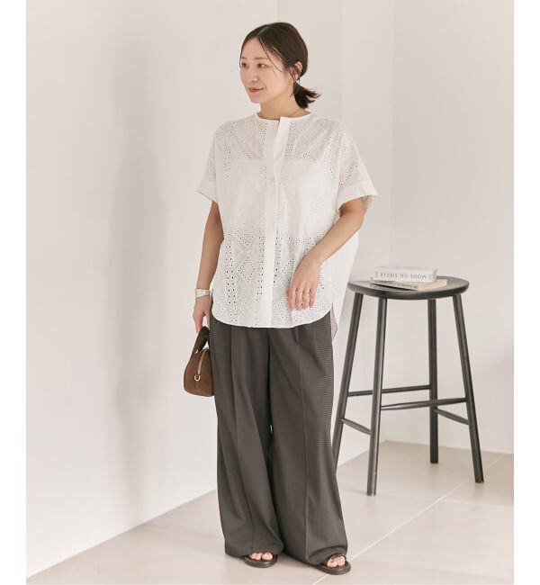 JOURNAL STANDARD「カットワークレースノーカラーブラウス」|シャツ・ブラウス|