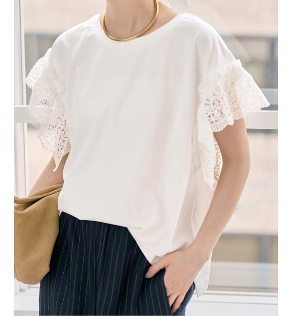 Spick and Span「《追加》ケミカルレーススリーブプルオーバー」|Tシャツ・カットソー|