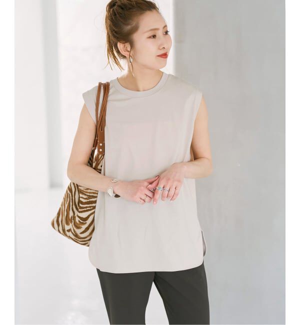 Spick and Span「《追加》汗染み防止ファインコットンノースリTシャツ」|Tシャツ・カットソー|