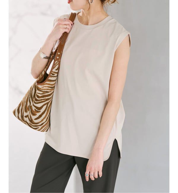 Spick and Span「《追加》汗染み防止ファインコットンノースリTシャツ」|Tシャツ・カットソー|