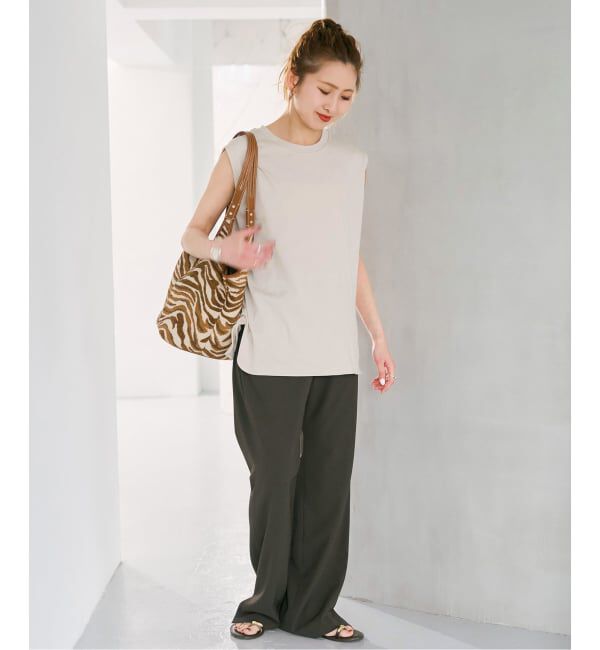 Spick and Span「《追加》汗染み防止ファインコットンノースリTシャツ」|Tシャツ・カットソー|