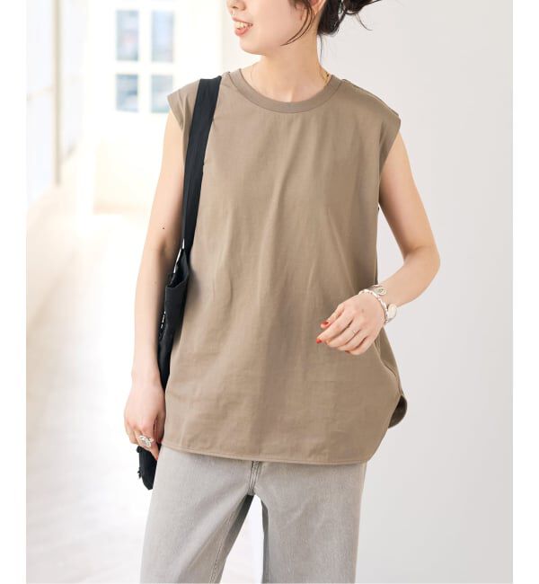 Spick and Span「《追加》汗染み防止ファインコットンノースリTシャツ」|Tシャツ・カットソー|