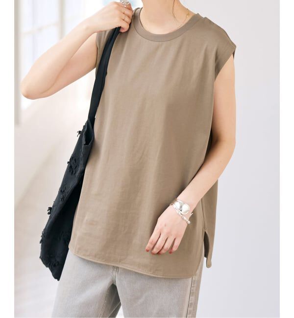Spick and Span「《追加》汗染み防止ファインコットンノースリTシャツ」|Tシャツ・カットソー|