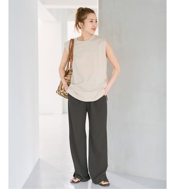 Spick and Span「《追加》汗染み防止ファインコットンノースリTシャツ」|Tシャツ・カットソー|
