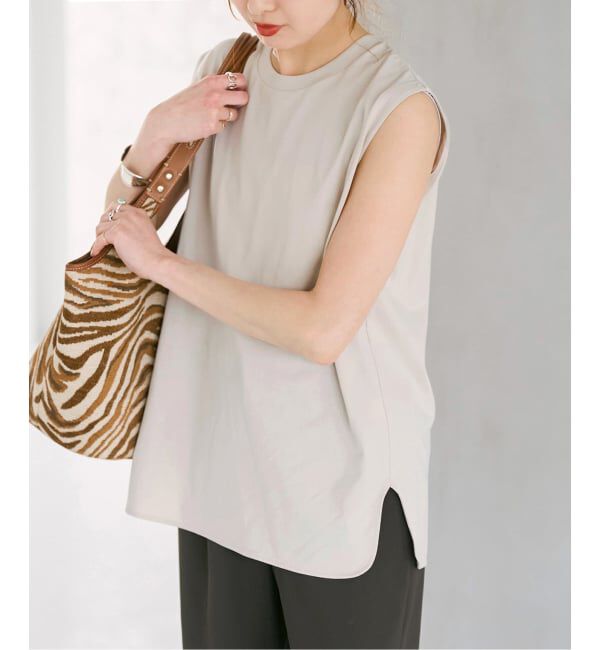 Spick and Span「《追加》汗染み防止ファインコットンノースリTシャツ」|Tシャツ・カットソー|グレーB