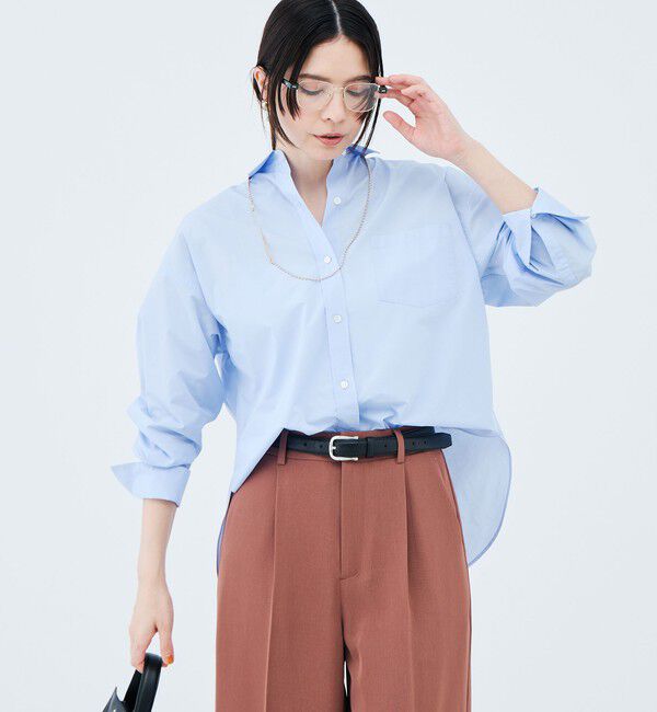 NOLLEY'S sophi「ウォッシャブルタイプライター2WAYシャツ」|シャツ・ブラウス|サックス