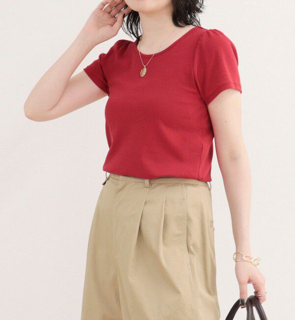fredy emue「パフスリーブコンパクトTシャツ」|Tシャツ・カットソー|レッド