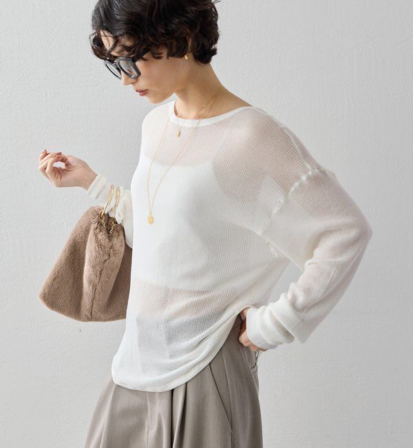  「シアーワッフル2WAYロンTee」|ニット・セーター|