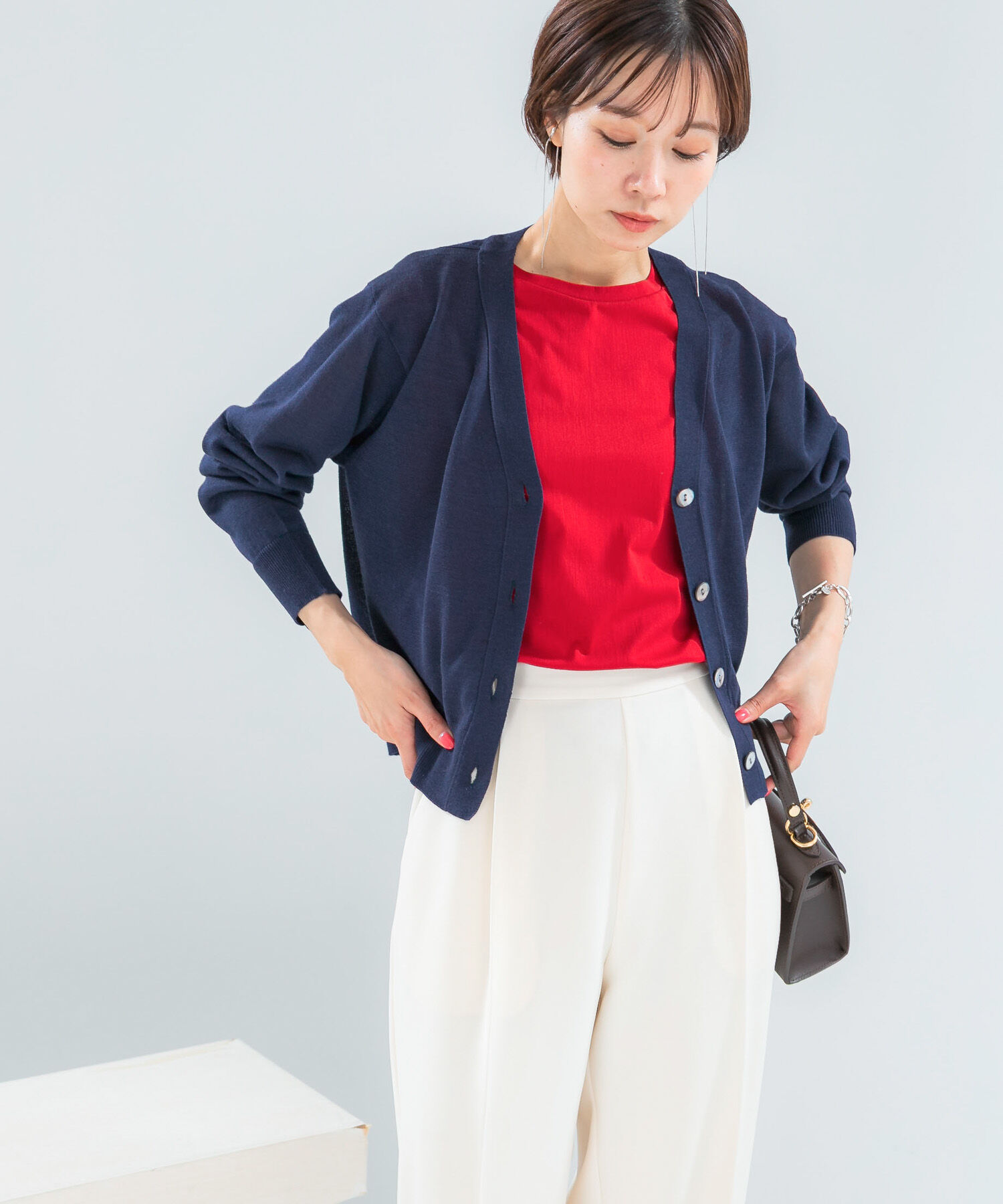 URBAN RESEARCH ROSSO「リネン混セミシアーカーディガン」|カーディガン|ネイビー