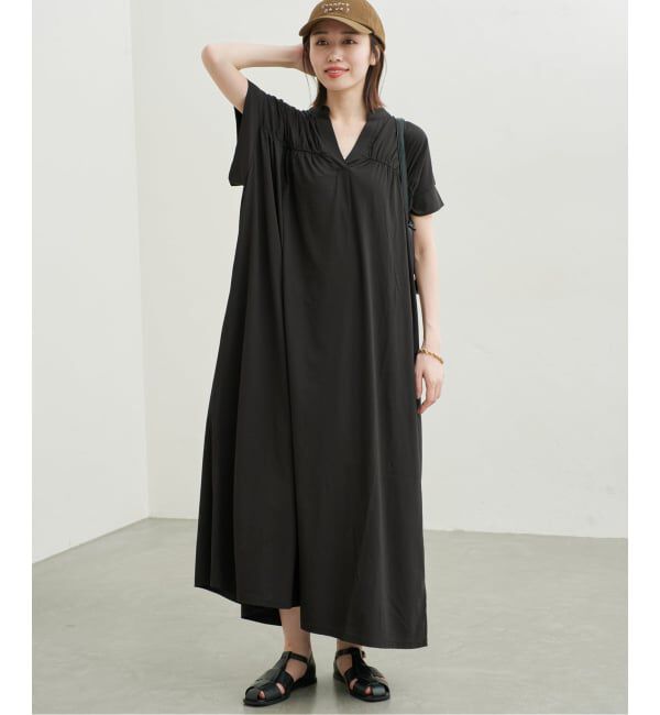 SLOBE IENA「《WEB・一部店舗限定カラーあり》スキッパーワンピース」|ワンピース|ブラック