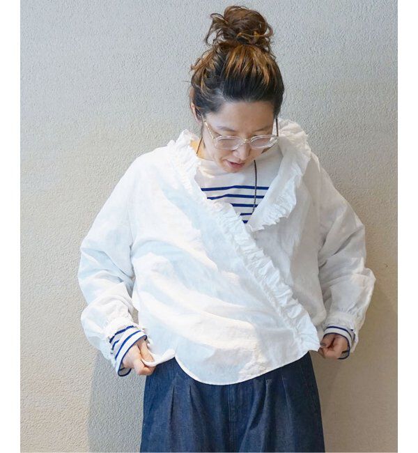journal standard luxe「《追加》CLシャンブレー フリルブラウス」|シャツ・ブラウス|