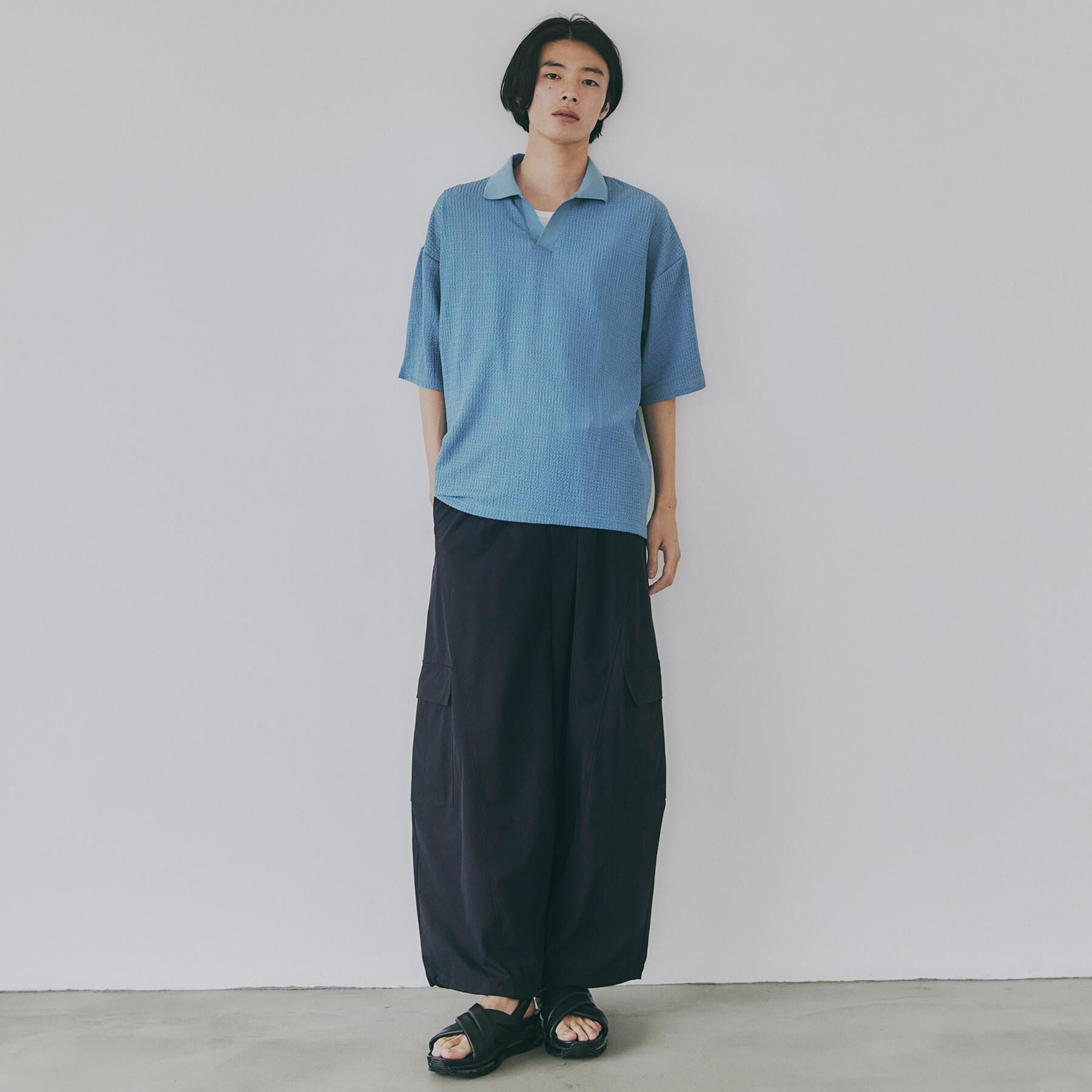 tk.TAKEO KIKUCHI「【ソフトタッチ】ルーズスキッパーポロシャツ/ソフト肌触り/オーバーサイズ/ルーズ/ドロップショルダー」|Tシャツ・カットソー|