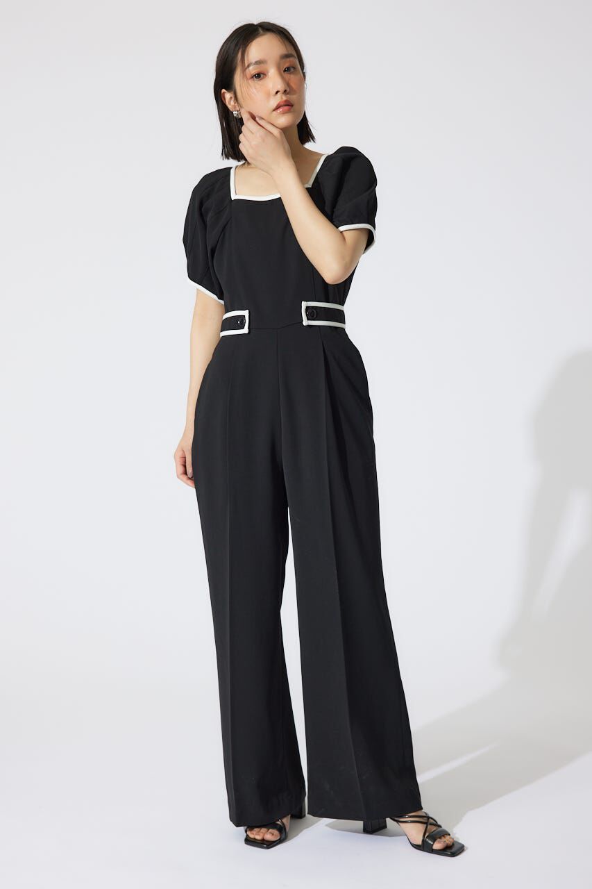 rienda「バイカラーロンパース」|ワンピース|BLK