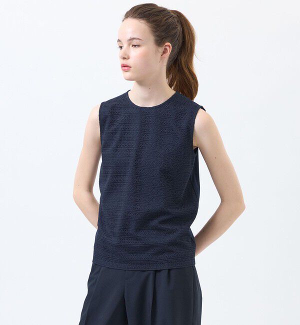 MACKINTOSH PHILOSOPHY「レースコンビノースリーブカットソー」|Tシャツ・カットソー|ネイビー