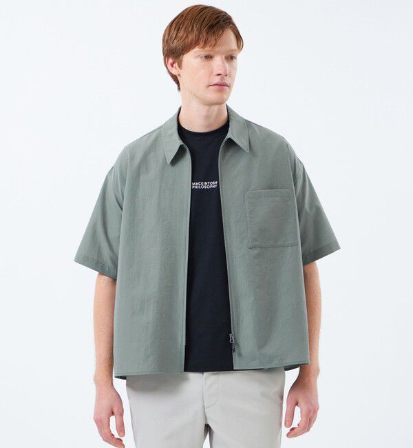 MACKINTOSH PHILOSOPHY「ジップアップ半袖シャツ COOLDOTSミニリップ」|シャツ・ブラウス|ライトグリーン