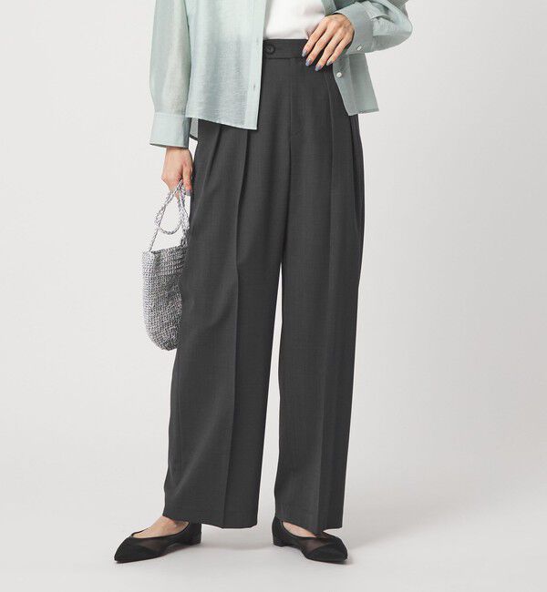 UNITED ARROWS green label relaxing「［size SHORT/TALLあり］Daily Chic コンフィ― ワイド パンツ」|スラックス|DK.GRAY