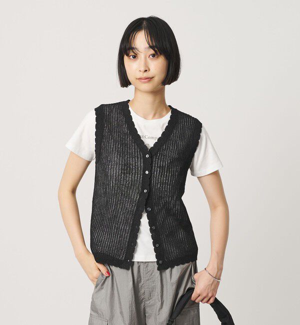 BEAUTY&YOUTH UNITED ARROWS「スカラップ Vネック メッシュ ニットベスト」|ベスト・ジレ|